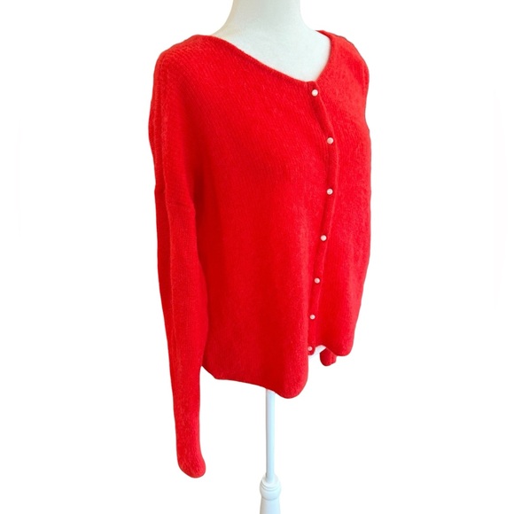 Sezane Gaspars Red Button Soft Cardigan Mohair Alpaca Sz M - Picture 4 of 11